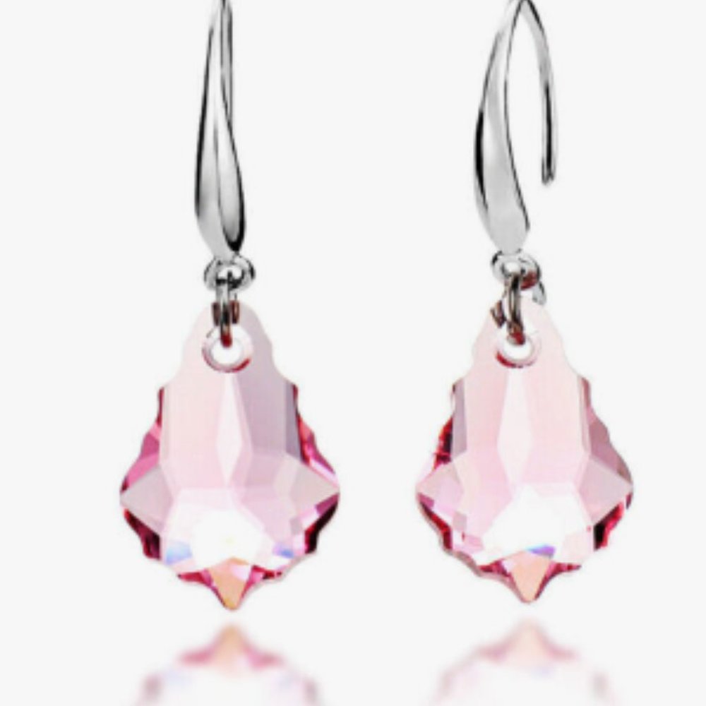 Silver Plated Pink Zircon Earrings